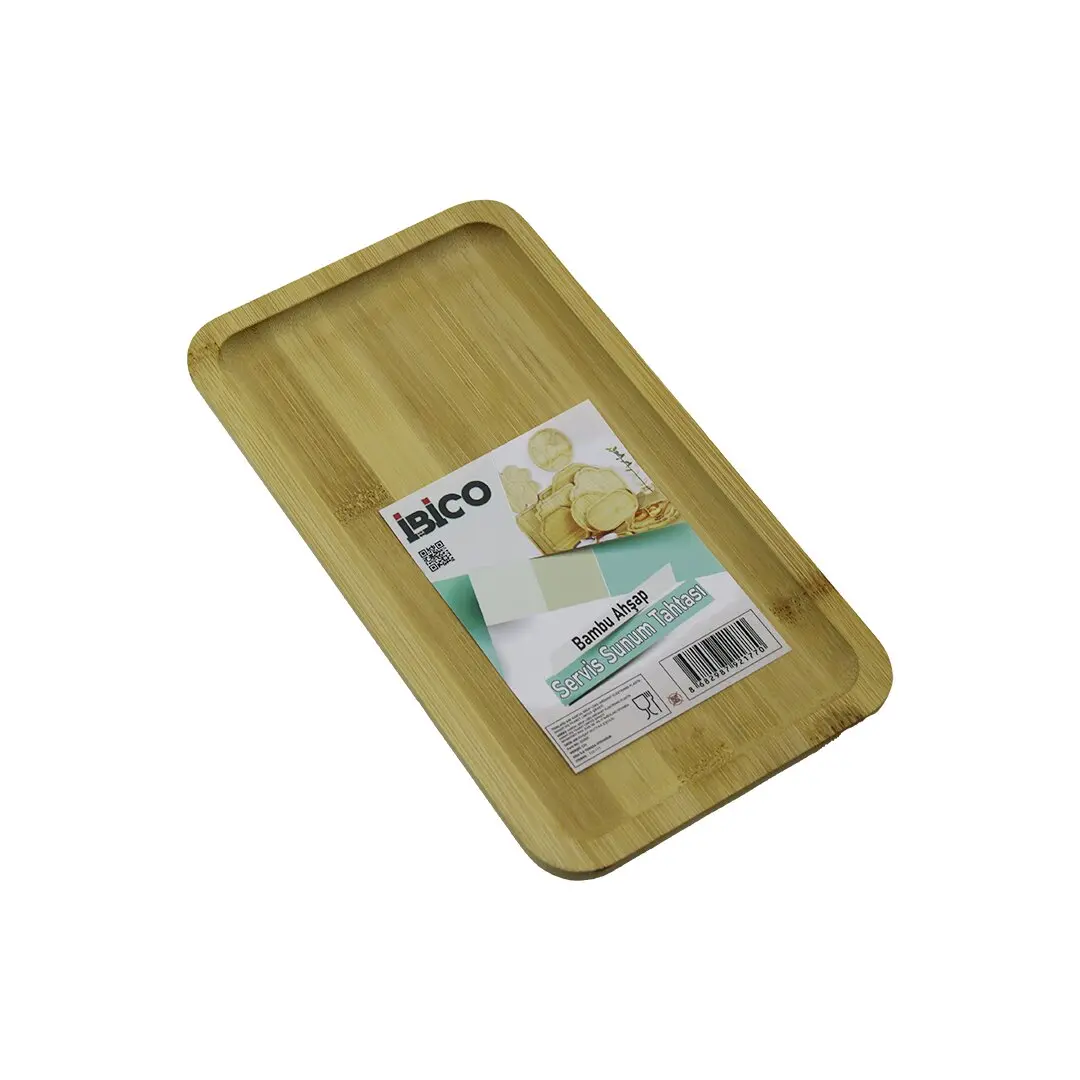 DİKDÖRTGEN AHŞAP BAMBU SERVİS SUNUM TEPSİ - TAHTASI MİNİ TEPSİ 25 X 14 X 1.4CM (4745)