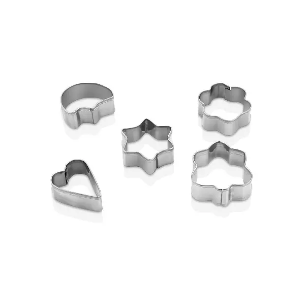 5 PCS METAL KURABİYE KALIP KALP - YILDIZ - PAPATYA - AĞAÇ (4745)