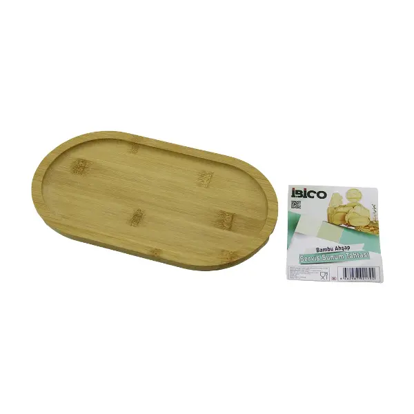 OVAL AHŞAP BAMBU SERVİS SUNUM TEPSİ - TAHTASI MİNİ TEPSİ 25 X 14 X 1.4CM (4745)