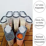 2 Kapaklı Ölçekli Erzak Kuru Gıda Saklama Kutusu Kabı - 1,7 Litre - SA935 (4745)-3