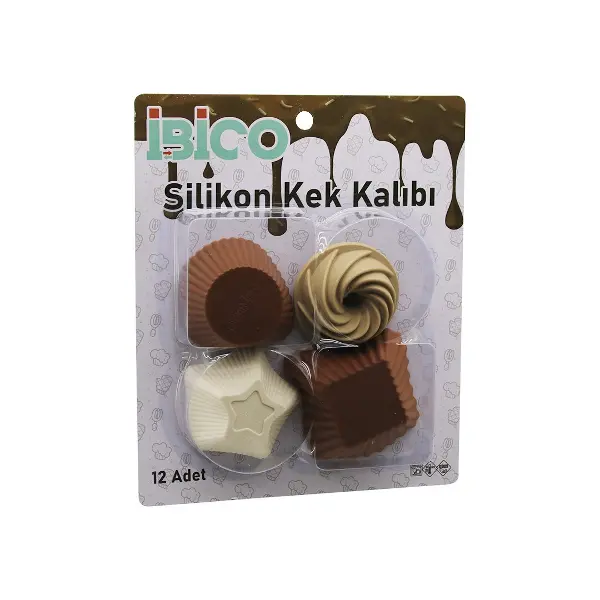 12PCS RENKLİ SİLİKON MUFFİN - KEK KALIP MİX ŞEKİL= 3-DİKDÖRTGEN - 3-YUVARLAK - 3-RÜZGAR GÜLÜ - 3-YILDIZ (4745)