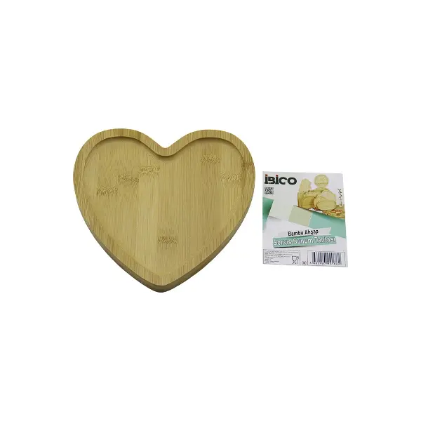 KALP MODEL AHŞAP BAMBU SERVİS SUNUM TEPSİ - TAHTASI 20.5 X 19.5 X 1.4CM (4745)
