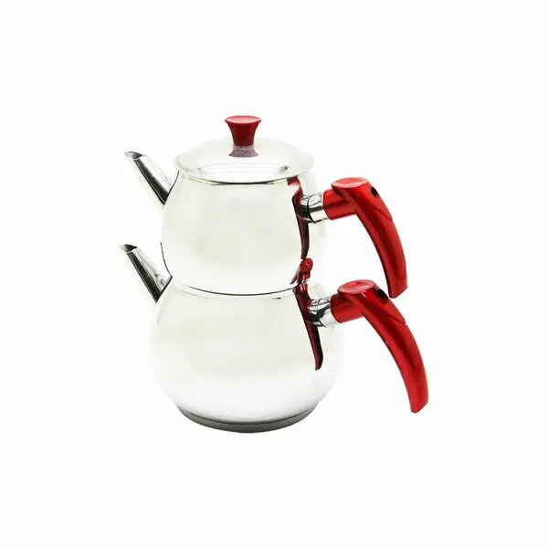 MİNİ 2LT KÜÇÜK BOY KÜRE ÇELİK ÇAYDANLIK SETİ - ÜST: 0.75LT - ALT: 1.4LT (4745)