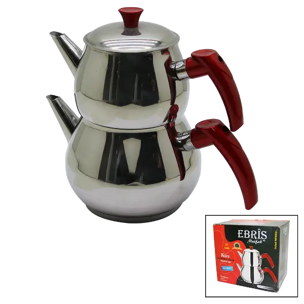 AİLE BÜYÜK BOY KÜRE ÇELİK ÇAYDANLIK SETİ ÜST: 1.2LT - ALT: 2LT (4745)