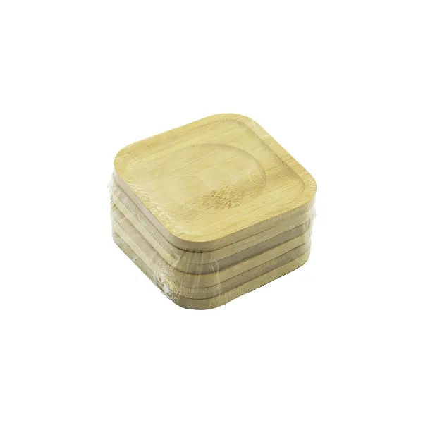 KARE= 9.7 X 9.7CM 6PCS BAMBU - AHŞAP ÇAY TABAK (4745)