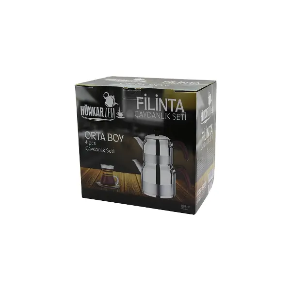 FİLİNTA ORTA BOY ÇELİK ÇAYDANLIK SETİ ÇİFT KAPAKLI RENKLİ BAKALİT KULP ÜST DEMLİK: 1.25LT - ALT SULUK: 2.25LT KENDİNDEN SÜZGEÇLİ (4745)