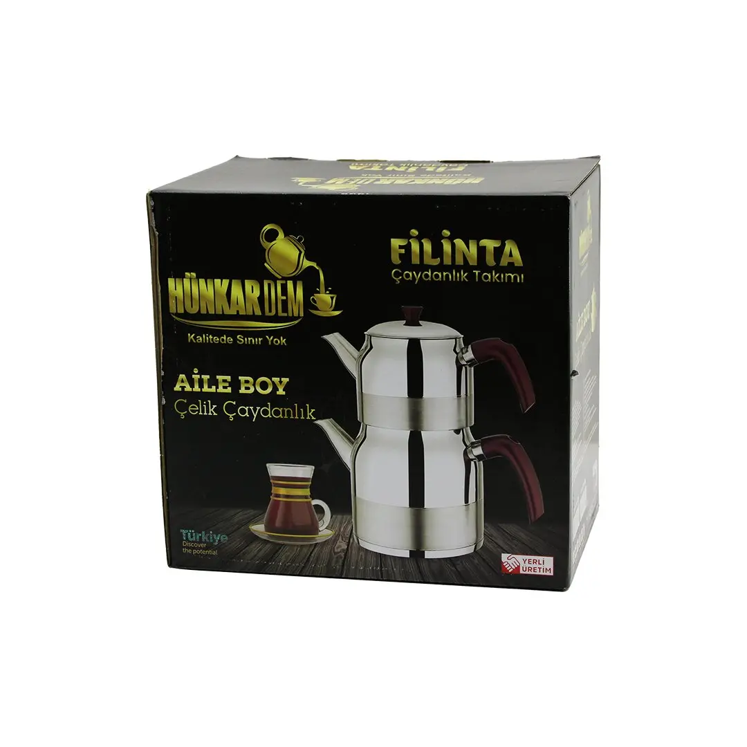FİLİNTA AİLE BOY ÇELİK ÇAYDANLIK SETİ ÇİFT KAPAKLI RENKLİ BAKALİT KULP ÜST DEMLİK: 1.5LT - ALT SULUK: 3LT KENDİNDEN SÜZGEÇLİ (4745)