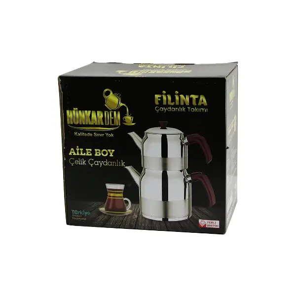 FİLİNTA AİLE BOY ÇELİK ÇAYDANLIK SETİ ÇİFT KAPAKLI RENKLİ BAKALİT KULP ÜST DEMLİK: 1.5LT - ALT SULUK: 3LT KENDİNDEN SÜZGEÇLİ (4745)