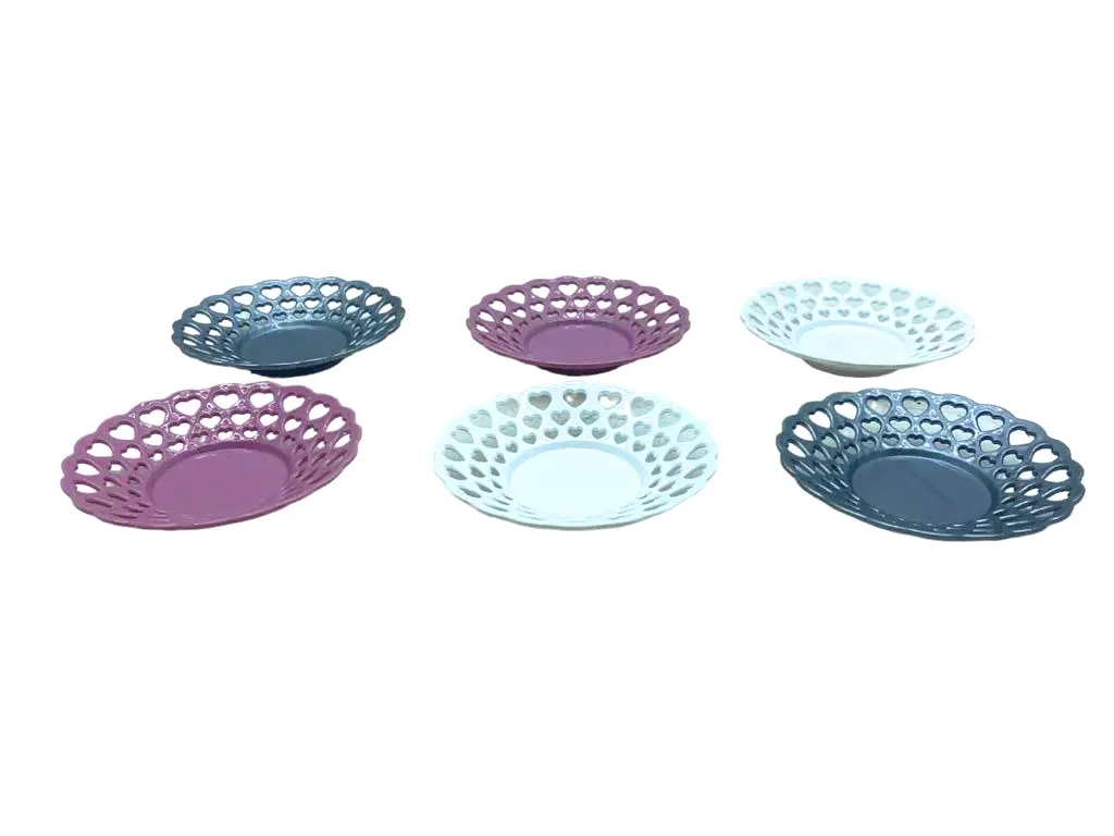 6 PARÇA RENKLİ PLASTİK ÇAY TABAK (4745)