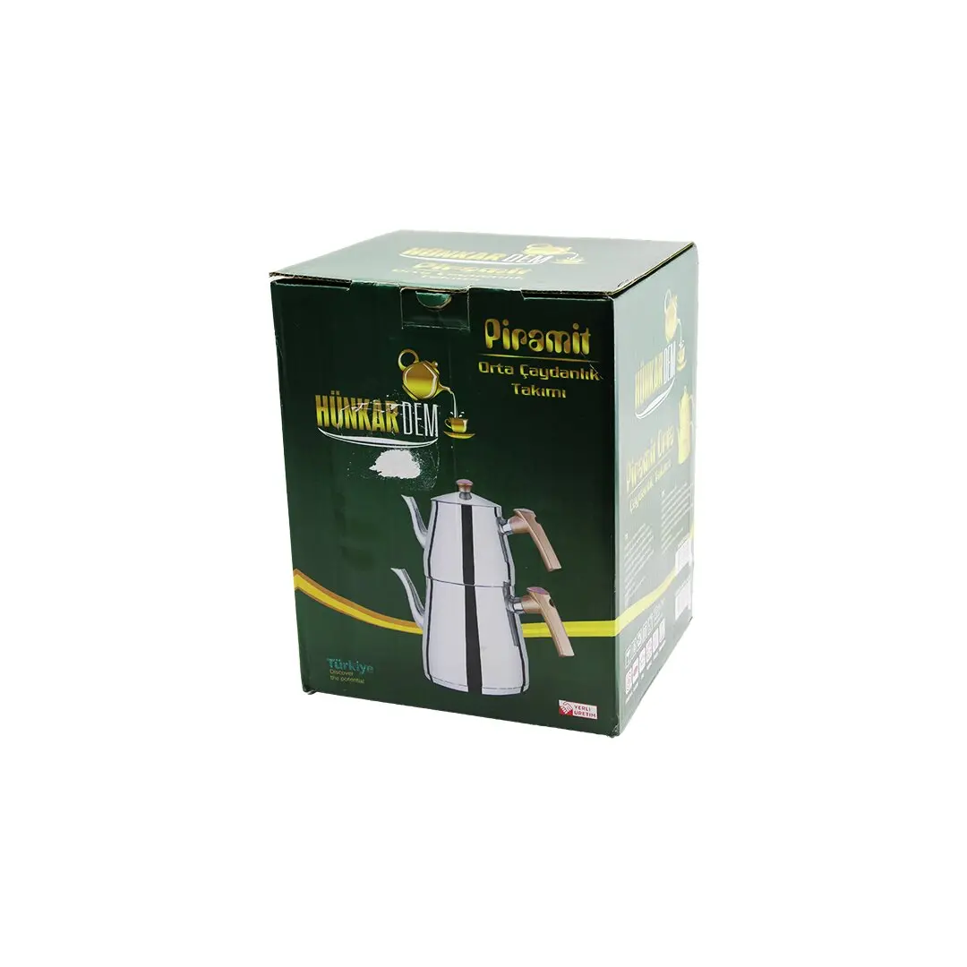 PİRAMİT ORTA BOY ÇELİK ÇAYDANLIK SETİ - TAKIMI RENKLİ BAKALİT KULP ÜST DEMLİK : 1.1LT - ALT SULUK: 2LT KENDİNDEN SÜZGEÇLİ (4745)