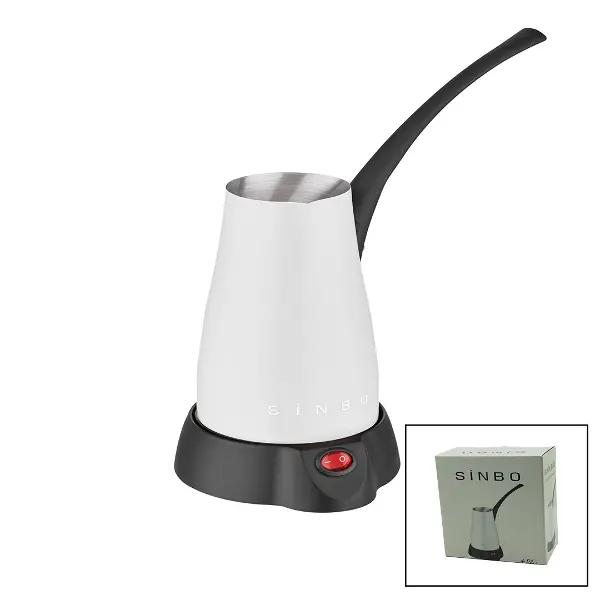 BEYAZ ELEKTİRKLİ CEZVE TÜRK KAHVE MAKİNESİ 5 FİNCAN - 400ML HAZNE PASLANMAZ ÇELİK 360 DERECE DÖNEBİLME SCM-2960 (4745)