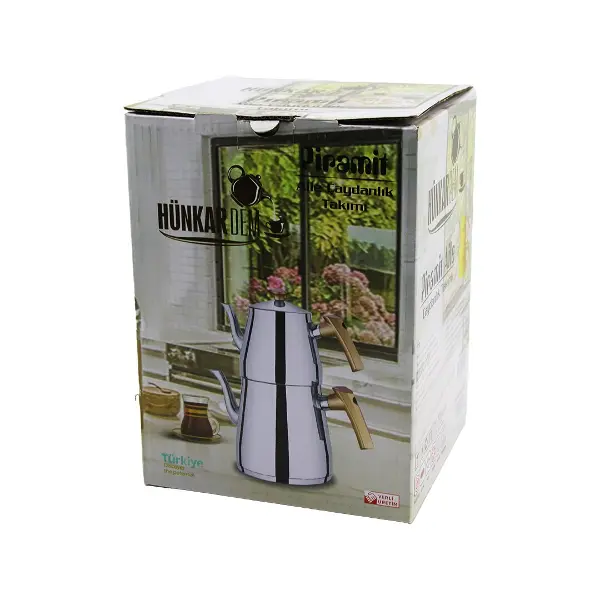 PRAMİT AİLE BOY ÇELİK ÇAYDANLIK SETİ - TAKIMI RENKLİ BAKALİT KULP ÜST DEMLİK: 1.5LT - ALT SULUK: 2.75LT KENDİNDEN SÜZGEÇLİ (4745)
