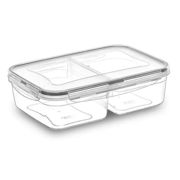 2 Bölmeli 1+1 Litre Kilitli Kapaklı Erzak Saklama Kabı LC-525 (4745)