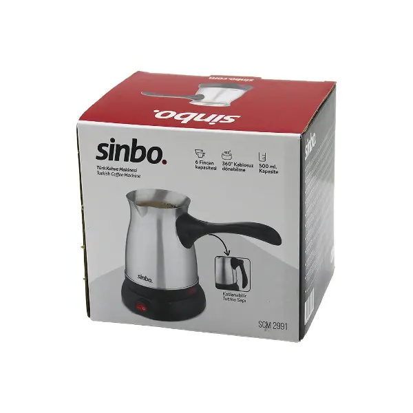 ÇELİK ELEKTRİKLİ CEZVE TÜRK KAHVE MAKİNESİ - 6FİNCAN=500ML 360 DERECE KABLOSUZ KULLANIM KATLANIR KULP 600W SCM-2991 (4745)