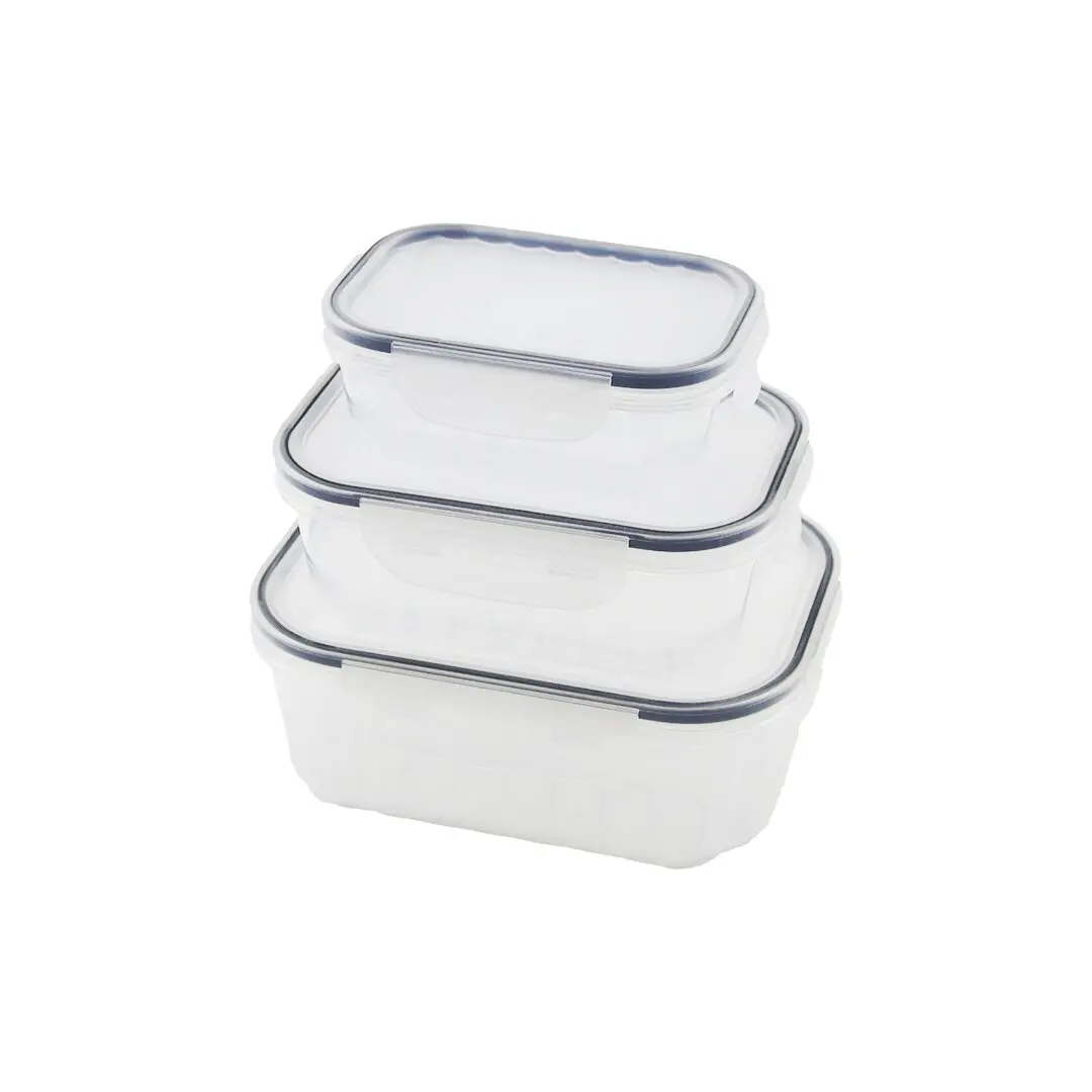 3PCS QUİCK SIZDIRMAZ SAKLAMA KABI SETİ ŞEFFAF KAP - BUĞULU-CONTALI KAPAK  500-1000-1700ML (4745)