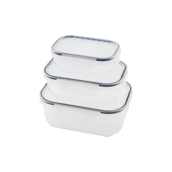 3PCS QUİCK SIZDIRMAZ SAKLAMA KABI SETİ ŞEFFAF KAP - BUĞULU-CONTALI KAPAK  500-1000-1700ML (4745)
