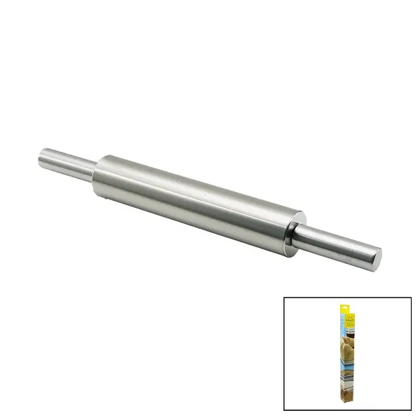 VOCEN ROLLİNG PİN ÇELİK METAL MERDANE - HAMUR RULOSU MERDANE: 25CM - SAP: 2X9CM =T.UZUNLUK:43CM (4745)