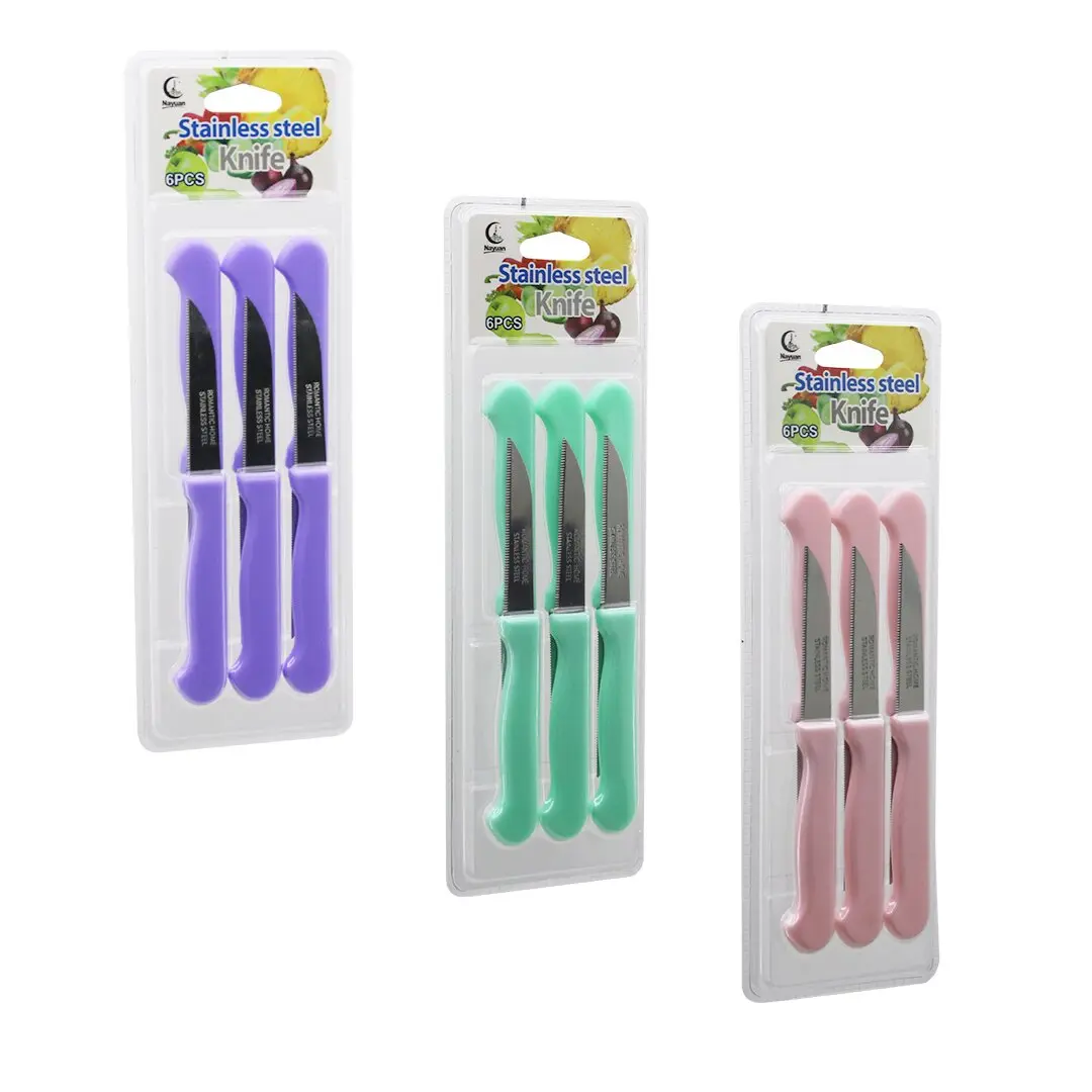 6PCS MEYVE BIÇAK  RENKLİ PLASTİK SAPLI   VAKUMLU AMBALAJ   BRKT-806155 (4745)