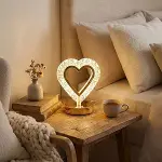 Kalp Şeklinde Kristal LED Masa Lambası – Dokunmatik, 3 Renk Işık Modlu, Şarjlı Mini Dekoratif Gece Lambası (4745)-3