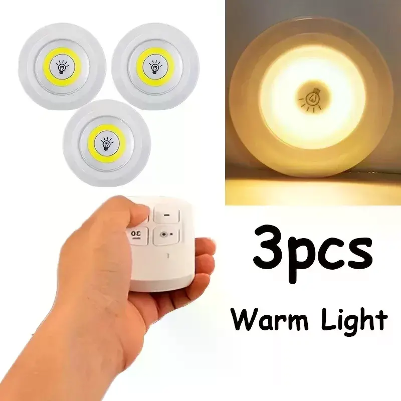 Uzaktan Kumandalı Yapışkanlı 3&amp;apos;lü Led Spot Lamba (4745)