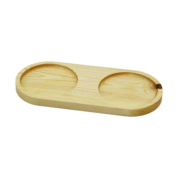 2 BÖLMELİ - OVAL   AÇIK RENK=SADE  AHŞAP YAĞDANLIK ALTLIK  27X12.5CM (4745)
