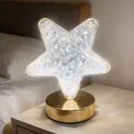 Yıldız Model Kristal LED Masa Lambası – Dokunmatik, 3 Renk Işık Modlu, Şarjlı Mini Dekoratif Gece Lambası (4745)-1