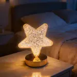 Yıldız Model Kristal LED Masa Lambası – Dokunmatik, 3 Renk Işık Modlu, Şarjlı Mini Dekoratif Gece Lambası (4745)-3