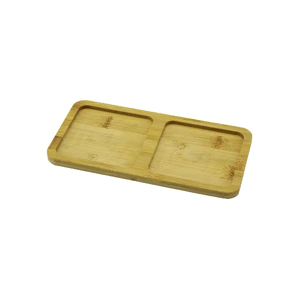 2 BÖLMELİ   DİKDÖRTGEN  AHŞAP BAMBU YAĞDANLIK ALTLIK  MİNİ TEPSİ   20X10X0.8CM (4745)