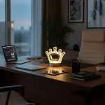 Kral Tacı Model Kristal LED Masa Lambası – Dokunmatik, 3 Renk Işık Modlu, Şarjlı Mini Dekoratif Gece Lambası (4745)-4