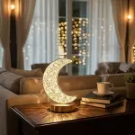 Hilal AY Model Kristal LED Masa Lambası – Dokunmatik, 3 Renk Işık Modlu, Şarjlı Mini Dekoratif Gece Lambası (4745)-3
