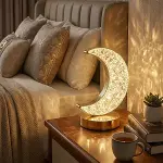 Hilal AY Model Kristal LED Masa Lambası – Dokunmatik, 3 Renk Işık Modlu, Şarjlı Mini Dekoratif Gece Lambası (4745)-1