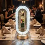 Oval Şeklinde Kristal LED Masa Lambası – Dokunmatik, 3 Renk Işık Modlu, Şarjlı Dekoratif Gece Lambası (4745)-2