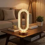 Oval Şeklinde Kristal LED Masa Lambası – Dokunmatik, 3 Renk Işık Modlu, Şarjlı Dekoratif Gece Lambası (4745)-1