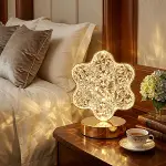 Çiçek Model Kristal LED Masa Lambası – Dokunmatik, 3 Renk Işık Modlu, Şarjlı Mini Dekoratif Gece Lambası (4745)-2
