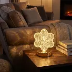 Çiçek Model Kristal LED Masa Lambası – Dokunmatik, 3 Renk Işık Modlu, Şarjlı Mini Dekoratif Gece Lambası (4745)-4