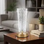 Silindirik Kristal Nokta Model LED Masa Lambası – Gold Tabanlı, Dokunmatik, 3 Renk Işık Modlu, Şarjlı Modern Dekoratif Gece Lambası (4745)-4