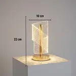 Çapraz Kavisli Kristal Simli LED Masa Lambası – Gold Gövdeli, Dokunmatik, 3 Kademe Işık Ayarlı Şarjlı Dekoratif Lamba (4745)-5