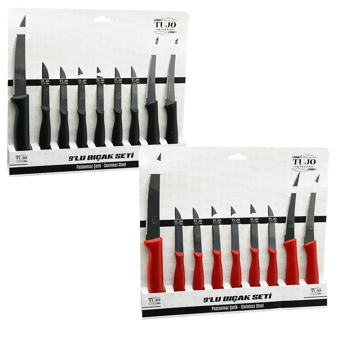 9PCS TIRTIRLI BIÇAK SETİ 1AD 24CM EKMEK 2AD 10CM SEBZE 6AD 6.5CM MEYVE (4745)