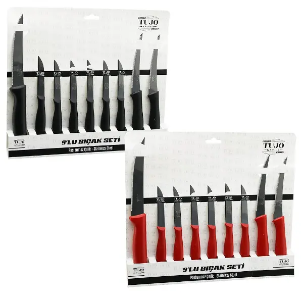 9PCS TIRTIRLI BIÇAK SETİ 1AD 24CM EKMEK 2AD 10CM SEBZE 6AD 6.5CM MEYVE (4745)