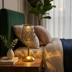 Uzun Klasik Gri Baklava Model LED Masa Lambası – Dokunmatik, 3 Renk Işık Modlu, Şarjlı Dekoratif Gece Lambası (4745)-3