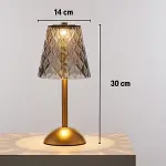 Uzun Klasik Gri Baklava Model LED Masa Lambası – Dokunmatik, 3 Renk Işık Modlu, Şarjlı Dekoratif Gece Lambası (4745)-5