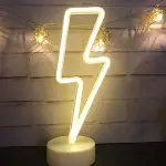 Dekoratif Şimşek Şeklinde Pilli Neon Led Lamba Süs Masa Lambası (4745)-5