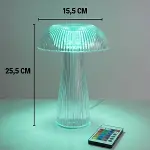 Şeffaf Mantar Model LED Masa Lambası –Kumandalı Şarjlı, Dokunmatik, Rengarek Işık Modlu Dekoratif Gece Lambası (4745)-4