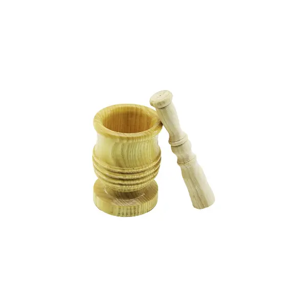 ORTA BOY  LÜX AHŞAP HAVAN SARIMSAK DÖVECEK Ç: 7.3CM--D: 6.5CM--Y: 10.5CM FİLELİ AMBALAJ (4745)