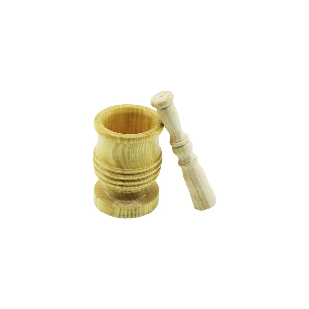 ORTA BOY  LÜX AHŞAP HAVAN SARIMSAK DÖVECEK Ç: 7.3CM--D: 6.5CM--Y: 10.5CM FİLELİ AMBALAJ (4745)