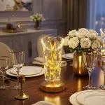 Açık Silindirik Kristal Altın Toz Model LED Masa Lambası – Gold Tabanlı, Dokunmatik, 3 Renk Işık Modlu, Şarjlı Modern Dekoratif Gece Lambası (4745)-2