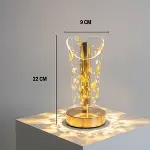 Açık Silindirik Kristal Altın Toz Model LED Masa Lambası – Gold Tabanlı, Dokunmatik, 3 Renk Işık Modlu, Şarjlı Modern Dekoratif Gece Lambası (4745)-5