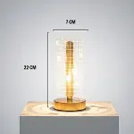 Dalgalı Silindirik Kristal Kareli Model LED Masa Lambası – Gold Tabanlı, Dokunmatik, 3 Renk Işık Modlu, Şarjlı Modern Dekoratif Gece Lambası (4745)-5