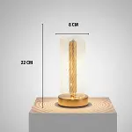 Dalgalı Silindirik Kristal Çizgili Model LED Masa Lambası – Gold Tabanlı, Dokunmatik, 3 Renk Işık Modlu, Şarjlı Modern Dekoratif Gece Lambası (4745)-5