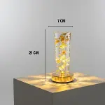Silindirik Kristal Altın Toz&nbsp;Model LED Masa Lambası – Gold Tabanlı, Dokunmatik, 3 Renk Işık Modlu, Şarjlı Modern Dekoratif Gece Lambası (4745)-5